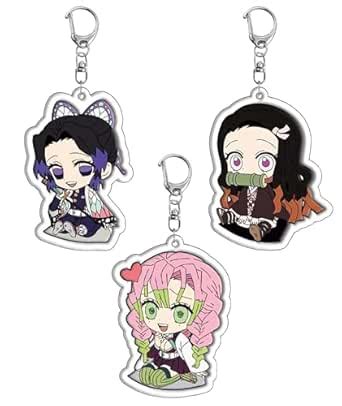 3Pcs Demon Slayer Key Chain, Cartoon Anime Pendant Keychains Holder Car ...