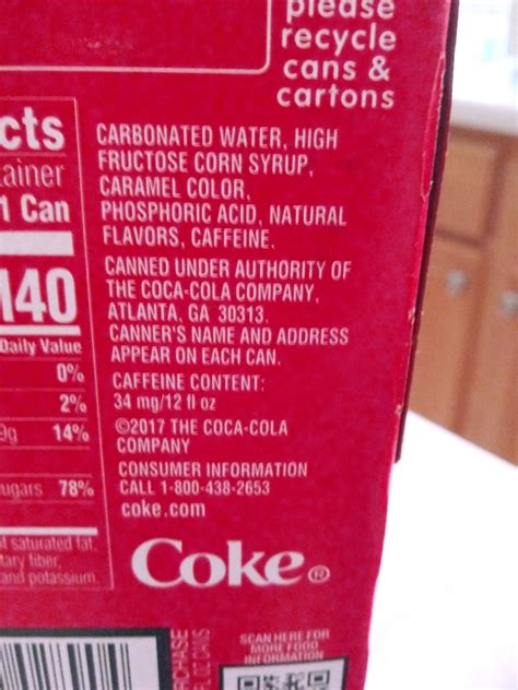 Coca Cola Nutrition Facts Label - Free Printable Nutrition Facts