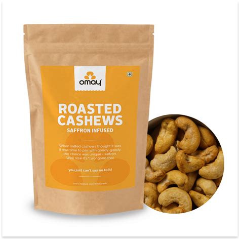 Omay Foods Roasted Cashews - Saffron Infused, 400g