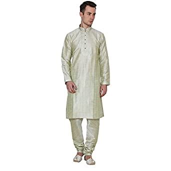 Buy Royal Kurta Mens Raw Silk Pintuck Embroidered Kurta Sherwani Set at ...