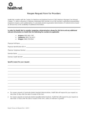 Fillable Online Reopen Request Form for Providers. 31149-Reopen Request ...