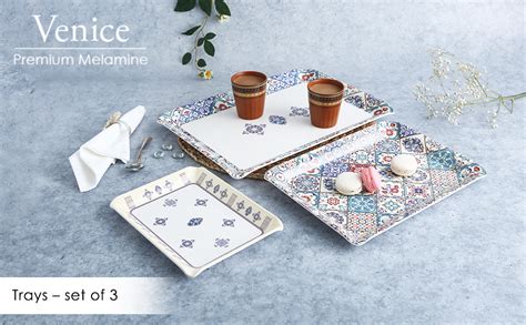 Wonderchef Venice Trays - Blue, Set of 3 (Melamine) : Amazon.in: Home ...