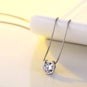 MYKI Solitaire round zircon necklace U-shaped horseshoe pendant ...