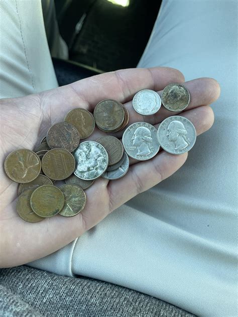 Hell of a find today. 2 silver dimes 2 silver quarters (a gold plated ...