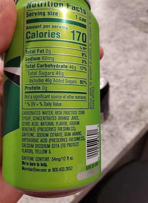 What Is The Ingredients In Mountain Dew at Oliver Howell-price blog