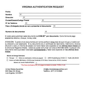 Virginia Authentication Request - Rellena, Firma y Comparte En Línea ...