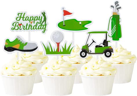 Buy Mulukaya 24Pcs Golf Cupcake Toppers Golf Shoes Bag Ball Carts Lawn ...