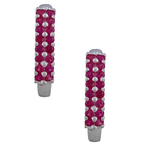925 Sterling Silver Small Hoop Earring Studded With Pink Stone – VOYLLA