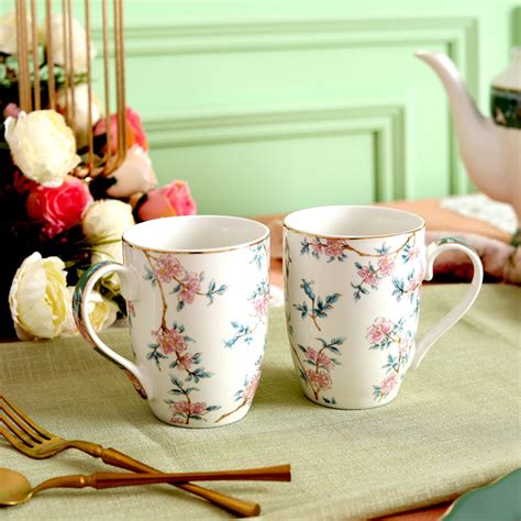 Victorian Green Coffee Mugs (Set of 2, 300 ML) – Vigneto