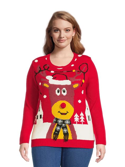 What's Next Women's Plus Size Christmas Sweater, 1X-4X, Cozy Holiday ...