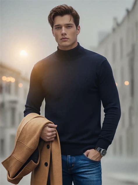 Dark Navy Merino Wool Turtle Neck Sweater – 98degreenorth