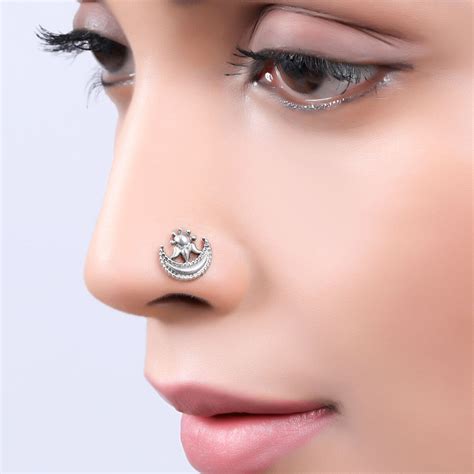 Buy Chand Silver Nosepin, Piercing by MOHA Online by MOHA