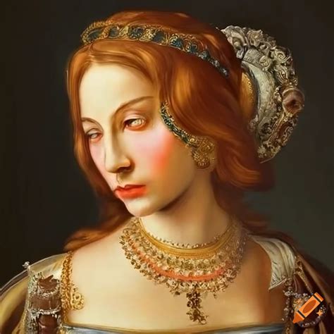 Opulent renaissance painting of a woman on Craiyon