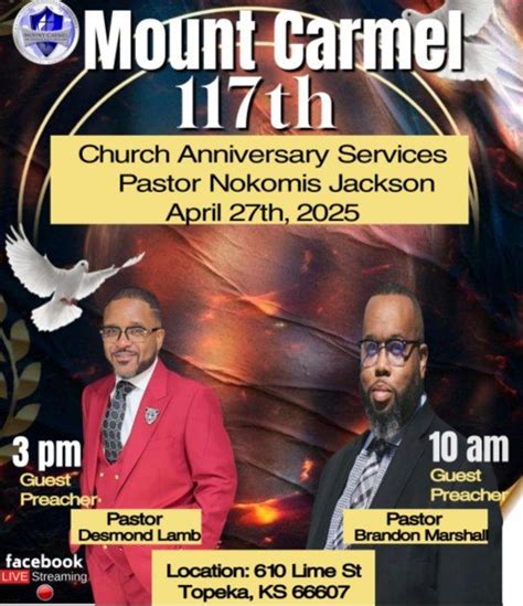 Mount Carmel Church. Annivesary , 610 SE Lime St, Topeka, KS, United ...