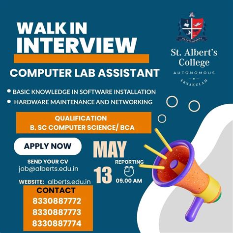 WALK IN INTERVIEW – COMPUTER LAB ASSISTANT – St. Albert's College ...