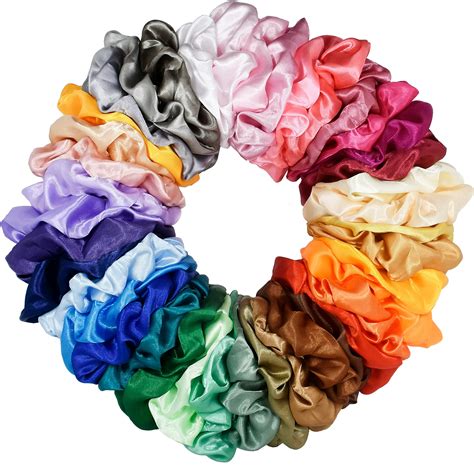 Amazon.com : Mcupper 40 Pcs Hair Silk Scrunchies Satin Elastic Hair ...