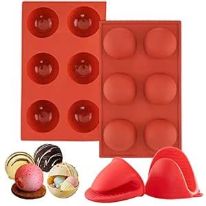 Vivamile Semi Sphere Silicone Mold for Baking + 1 Pair of Silicone ...