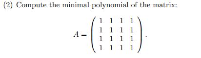 Image result for Examples of Minimal Polynomial of Matrix