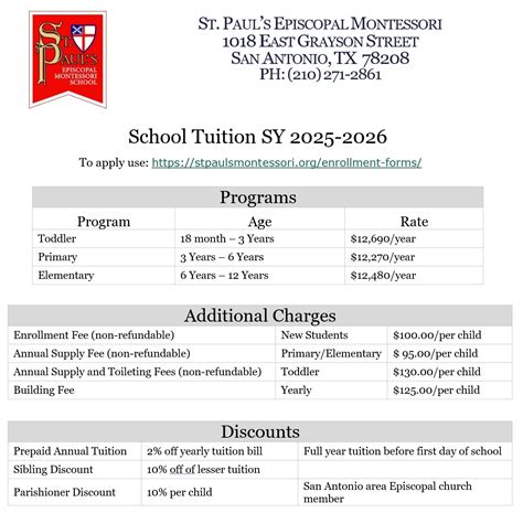 Tuition 2025- 2026 - St. Pauls Episcopal Montessori School