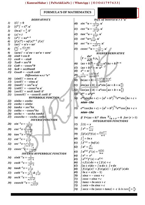Image result for College Math Formulas Class 12
