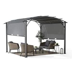 Sunjoy 11 x 11 ft. Pergola, Outdoor Steel Arched Pergola with ...
