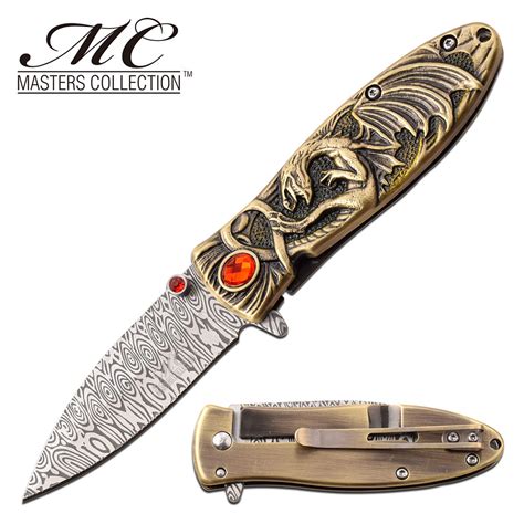 Red Ruby Ancient Gold Enchanted Fantasy Dragon Blade Spring-