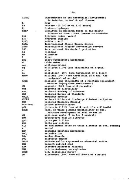 ABBREVIATIONS USED | Trace-Element Geochemistry of Coal Resource Development Related to ... - abbreviation for hectares