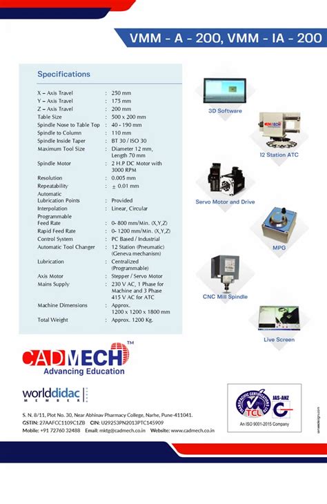 Cnc Milling Machine - CNC Mill Trainer, VMM-A-200 For Engineering ...