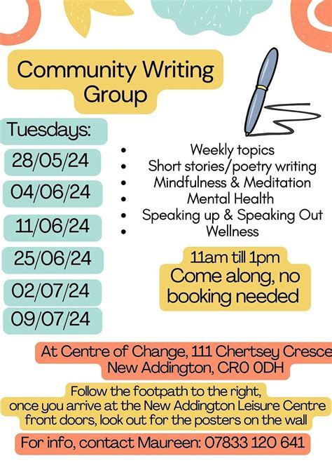 Community Writing Group, Centre of Change Counselling, Mentoring and ...