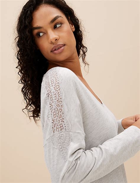 Buy Cool Comfort™ Cotton Modal Long Sleeve Nightdress at Marks & Spencer