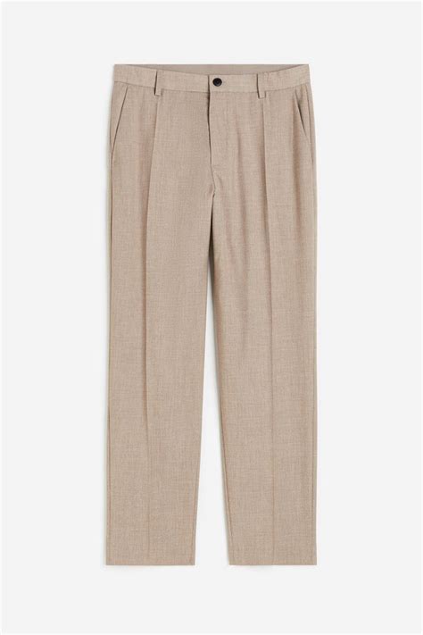 Regular Fit Tailored twill trousers - Beige - Men | H&M IN