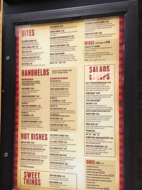Menu at Twin Peaks Restaurant, Las Vegas, S Las Vegas Blvd