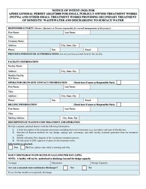 Alaska NOI for Small Wastewater Treatment Works - Blank Fillable ...