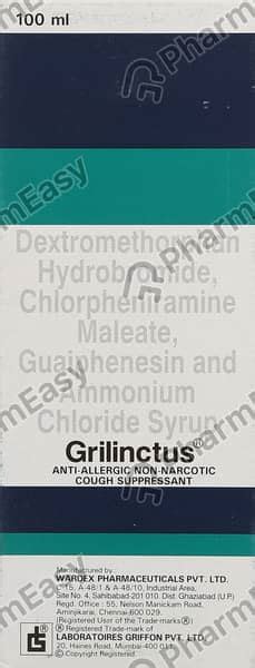Grilinctus Syrup: Uses, Side Effects, Price, Dosage & More Info - PharmEasy