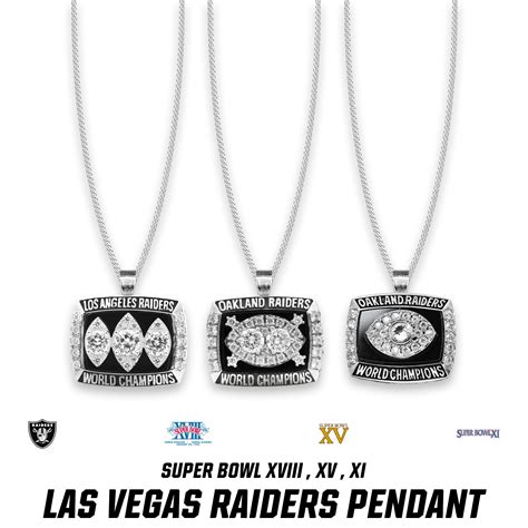 Las Vegas Raiders Super Bowl XVIII , XV , XI Pendant – Stonesing