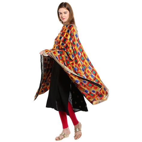 Multicoloured Phulkari Dupatta Dupatta Bazaar