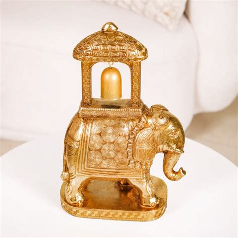 Elephant Ambabari With Bell Showpiece Gold Online - Premium Decor ...