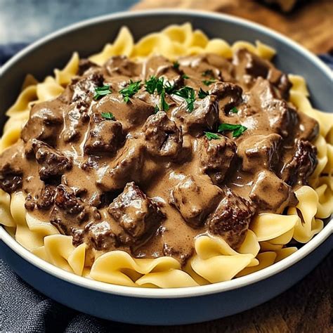 Creamy Beef Stroganoff with Egg Noodles