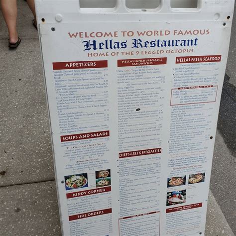 Menu at Hellas Restaurant & Bakery, Tarpon Springs