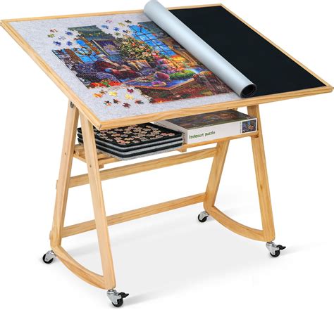 Amazon.com: Becko US Tilting Puzzle Table with Cover Mat, Jigsaw Puzzle ...