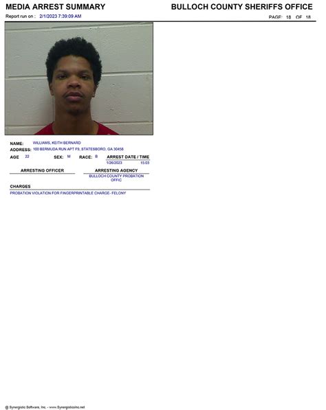 02/01/2023 Booking Report for Bulloch County - AllOnGeorgia