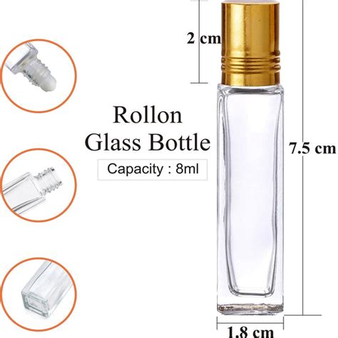 [ZMG25] Transparent Glass Roll On Bottle, Square - 8ml – Zenvista ...