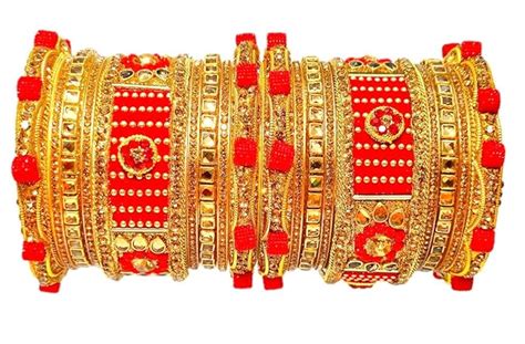 Buy ANSHI CREATIONS MUZAFFARPUR FAMOUS LAH LAHTHI BANGLE SET (Pack of ...