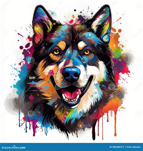 Colorful Husky Clip Art or T-Shirt Design Illustration Stock ...