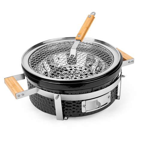 Onlyfire Ceramic Charcoal Grill Hibachi Grill with Grid Lifter, 14 Inch ...
