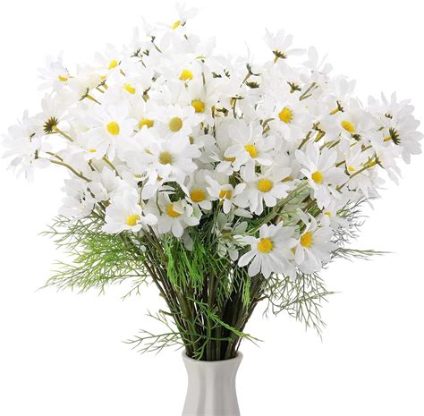 Amazon.com: Geosar 80 Pieces Artificial Daisy Flowers White Daisy ...