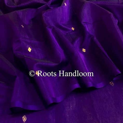 Dark Purple Maheshwari Saree with Zari bootis all over – Roots Handloom