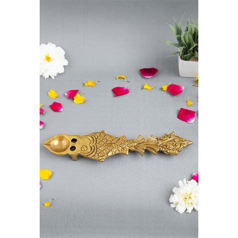 Jaszz Art Brass Pooja Havan Fish Spoon
