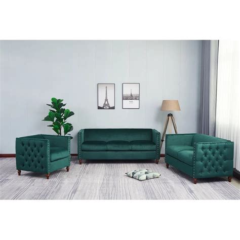 Shawnz 3 - Piece Velvet Living Room Set Luxury Sofa Set | Wooden Bazar