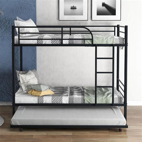 Buy Bunk Beds with Trundle, Rockjame Twin Over Twin Metal Bunk Bed ...